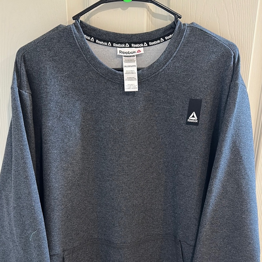 Reebok Gray Crewneck Sweater with Ribbed Trim